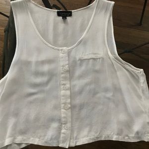 TopShop - Cropped, Button Down, White, Tank Top